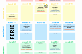 Planning du Landou pour le mois de juillet