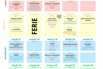 Planning du Landou pour le mois de novembre