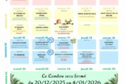 Planning du Landou pour le mois de décembre