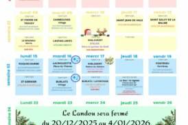 Planning du Landou pour le mois de décembre