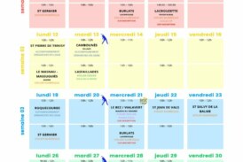 Planning du Landou pour le mois de janvier
