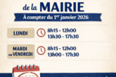 Nouveau horaires de la Mairie