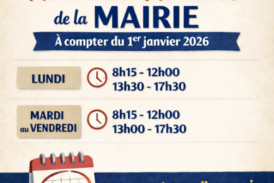 Nouveau horaires de la Mairie
