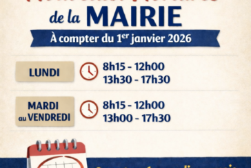 Nouveau horaires de la Mairie