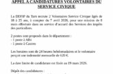 DDFIP DU TARN : Appel à candidatures volontaires du Service Civique