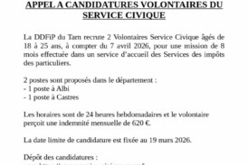 DDFIP DU TARN : Appel à candidatures volontaires du Service Civique