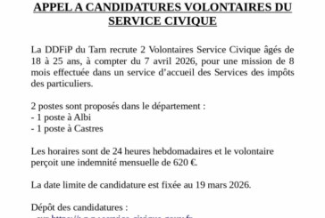 DDFIP DU TARN : Appel à candidatures volontaires du Service Civique