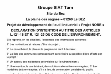 Déclaration d&rsquo;intention projet NORE