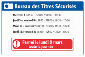 Fermeture exceptionnelle du Bureau des Titres Sécurisés
