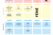 Planning du Landou pour le mois de mai