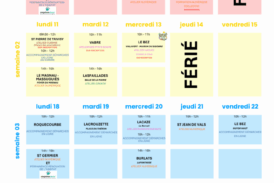 Planning du Landou pour le mois de mai
