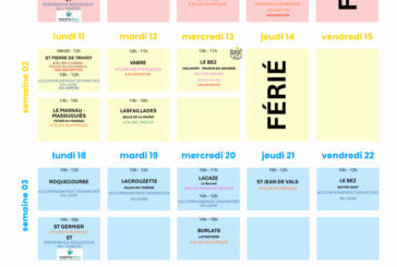 Planning du Landou pour le mois de mai