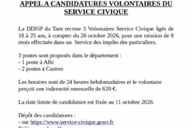 DDFIP DU TARN : Appel à candidatures volontaires du Service Civique